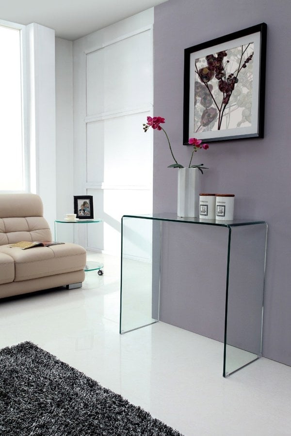 That's Furniture Crystal Stylish Curved Glass Hallway Console Table - 80cm