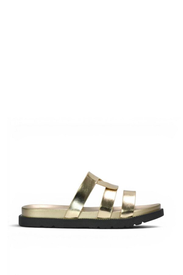 XY LONDON Flat Slider Sandals With Comfortable Footbed - Gold