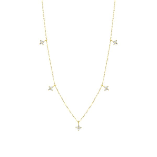 Spero London Gold Plated Sterling Silver Four Leaf Clover Necklace