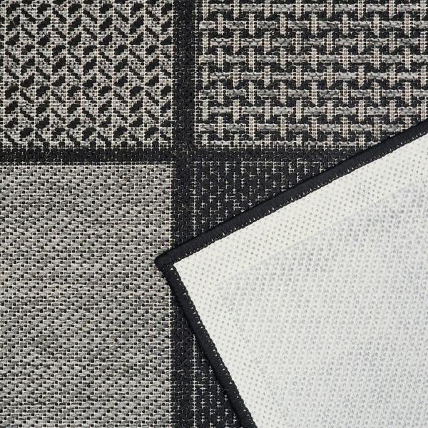 Non-Slip Black Rug Flat Weave Checkered Kitchen Dining Room Living Room Area Mat