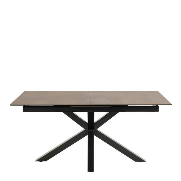 Wyld Haus Perth 168cm Rusty Brown Ceramic Extendable Dining Table Industrial Black Metal Legs
