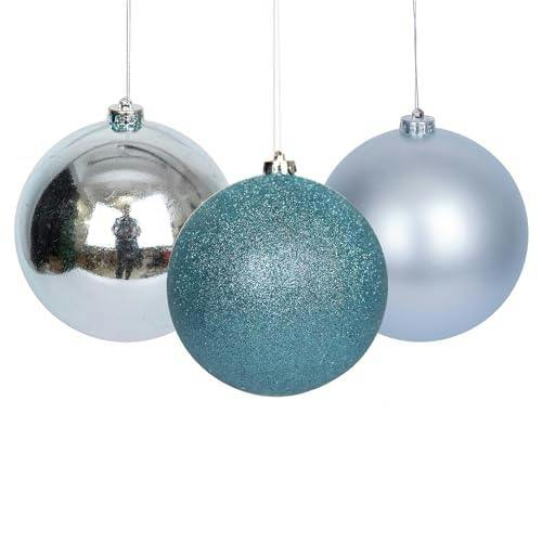 Shatchi 15cm Christmas Baubles Shatterproof Light Blue Set of 3 Tree Decorations