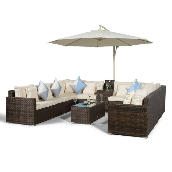 Giardino Havana 10 Seat Rattan Sofa Set with Armrest and Ice Bucket Coffee Table