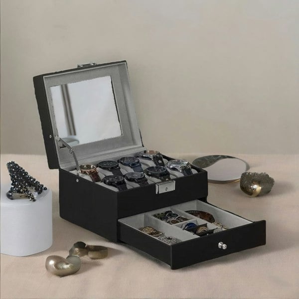 Rafaelo Mobilia 8 Slot Watch Lockable Box Grey