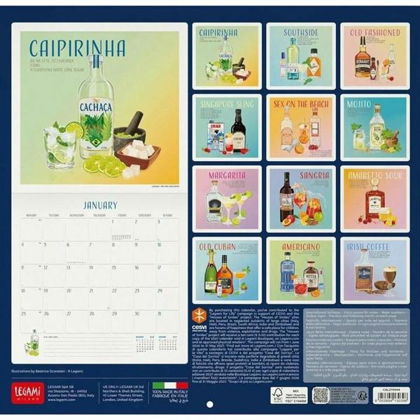 Cheers, A Year in Cocktails Calendar 2027, Wall Calendars, Month To View, Lifestyle, Gift