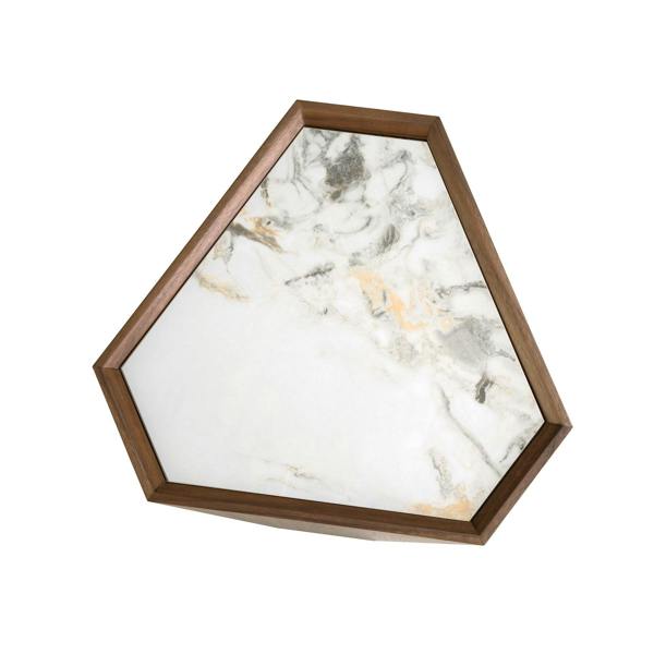 Angel Cerdá Porcelain marble and walnut triangular corner table 2134