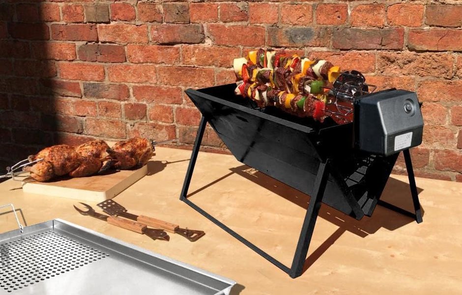 Asado Uber-Q Portable BBQ, Rotisserie & Grill Plate with Carry Bag