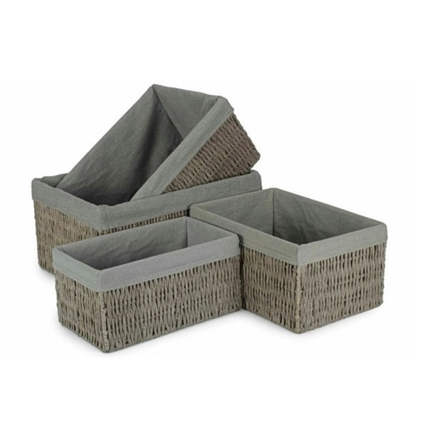 Grey Paper Rope Storage Basket with Grey Cotton Lining