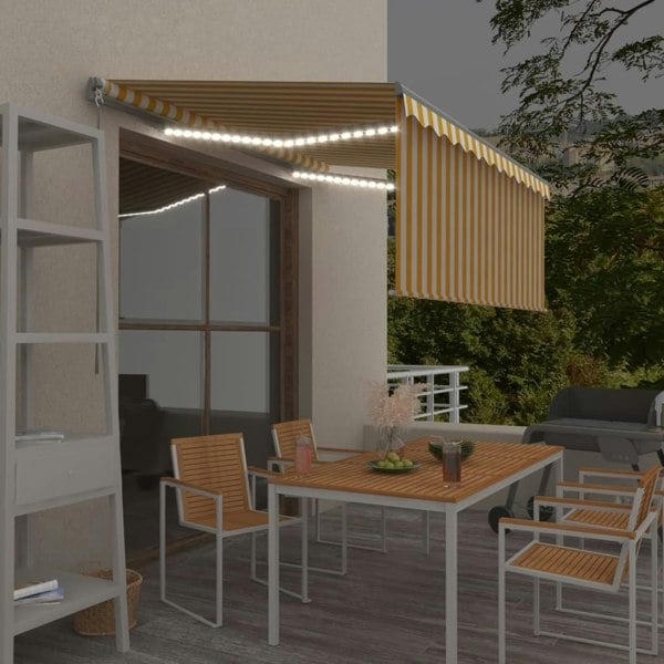 Berkfield Manual Retractable Awning with Blind&LED 3x2.5m Yellow&White