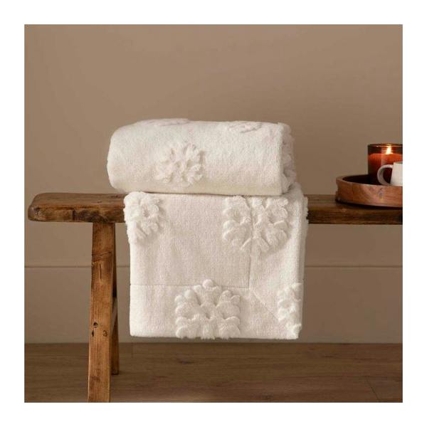 Furn Faux Fur Snowflake Throw - Snow White - 