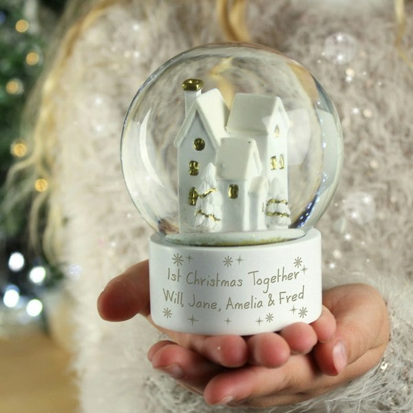 Personalised Memento Company Personalised Message Village Glitter Snow Globe