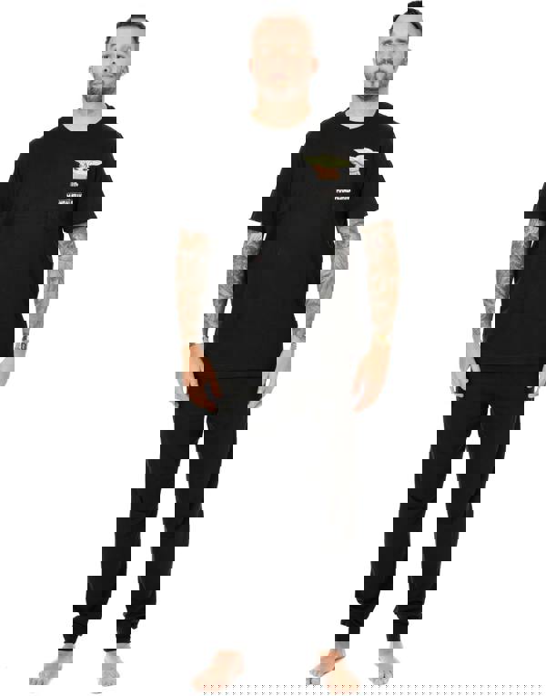 Star Wars Mens Black Grogu Short Sleeve Long Leg Pyjama Set