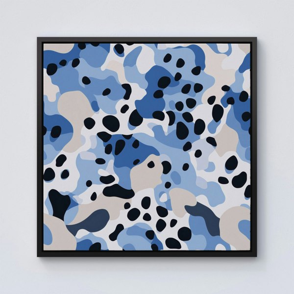 Warren Reed Blue Camouflage Pattern Framed Canvas