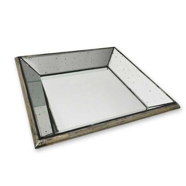 Hill Interiors Astor Distressed Mirrored Square Tray - Gold