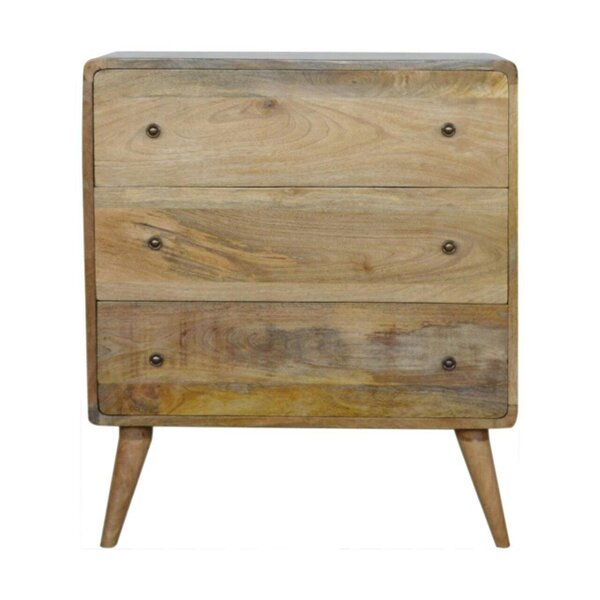 Wyld Haus Urbino Curved Oak Mango Wood 3 Drawer Chest