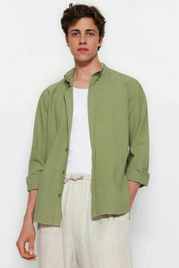 WOVCOR 100% Cotton Linen Look Men’s Shirt
