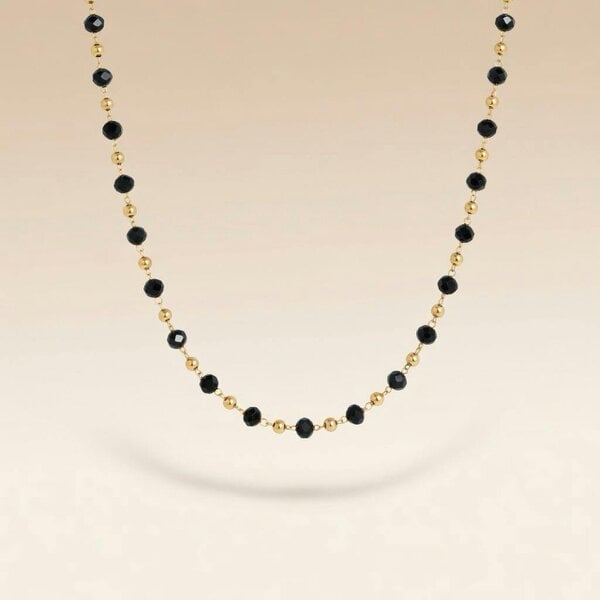 The Colourful Aura Black Crystal Beaded Silver Gold Asian Nazar Mangalsutra Choker Necklace