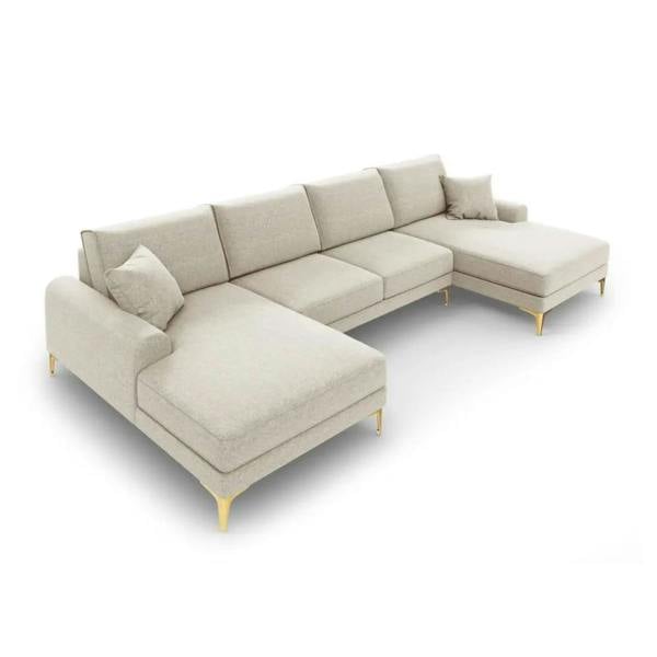 Snug Furniture Monroe Plush U-Shaped Corner Sofa with Gold Legs