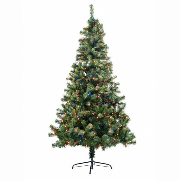 4ft to 12ft Green Alaskan Pine Pre-Lit Artificial Christmas Trees with Multicolour LEDs image 1
