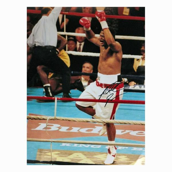 Riddick Bowe signed 16x12 photo vs Holyfield — Premium framing