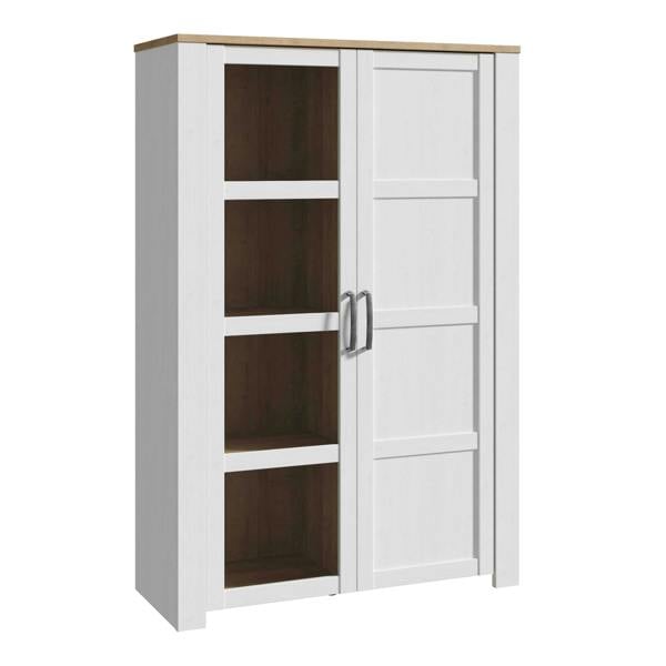 Wyld Haus Bramblecroft White and Natural Oak Wood Display Cabinet 2 Doors