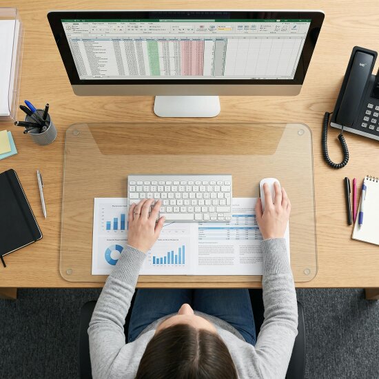 Floortex Desktex® Glaciermat Glass Desk Mat