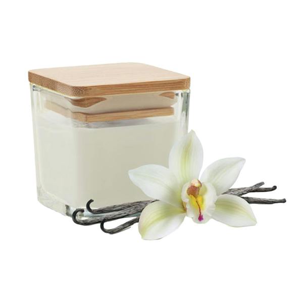 MidOcean Pila Vanilla Square Bamboo Scented Candle - White - 