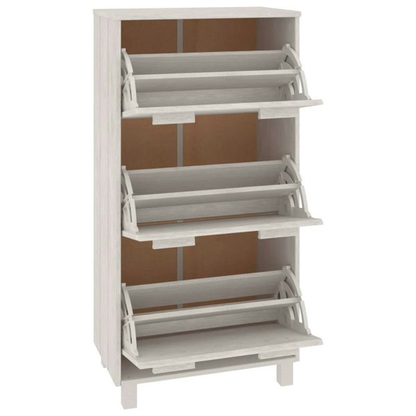 Berkfield Shoe Cabinet HAMAR White 59.5x35x117 cm Solid Wood Pine