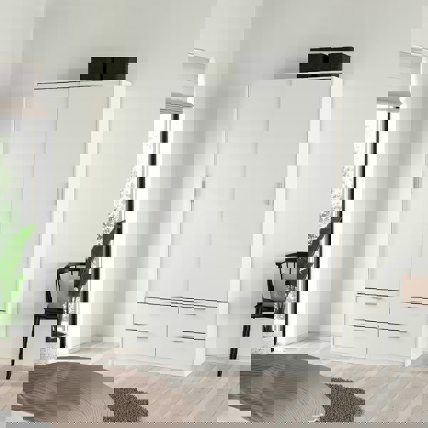 Furniture To Go Line Wardrobe with 2 Sliding Doors and 4 Drawers, White