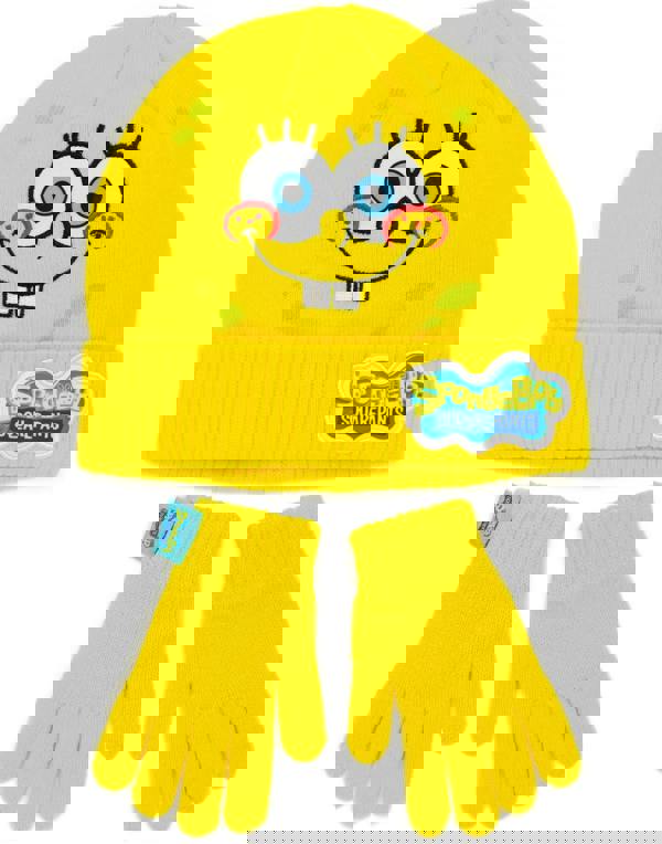 SpongeBob SquarePants Unisex Kids Yellow Beanie and Gloves Set (One Size) [dis]