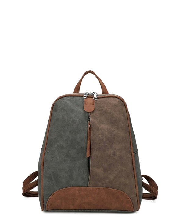 Kitise ColorBlock Faux Suede Backpack Adjustable Shoulder Strap
