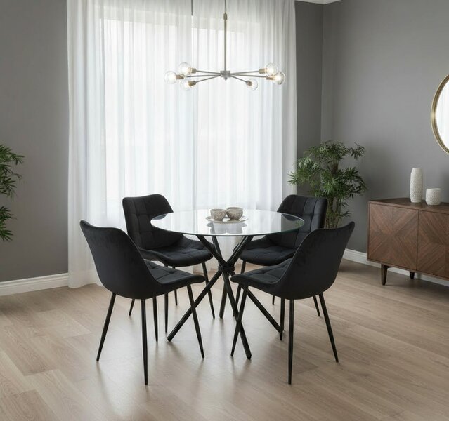 Outdoor Living New York Dining Table with 4 Erica Velvet Chairs