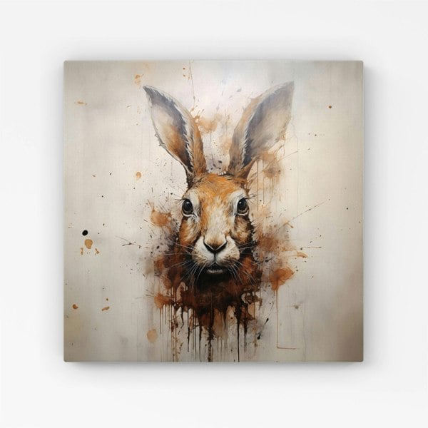 Warren Reed Watercolour Hare Face Canvas