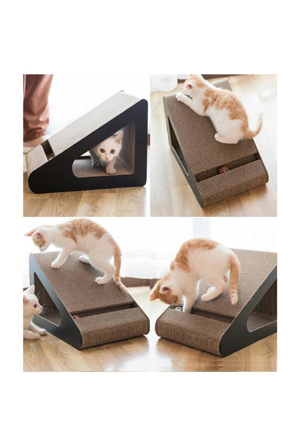 Living and Home Triangle Cat Scratching Post with Bell Ball， Easy to Install, Shavings Free, Scratch Resistant Sofa Cat Scratching Board