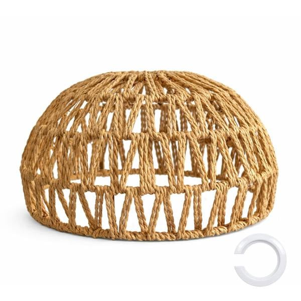 Emitto Rustic Ceiling Pendant Light Shade Hemp Rope Lamp Shade Boho Yellow 23cm