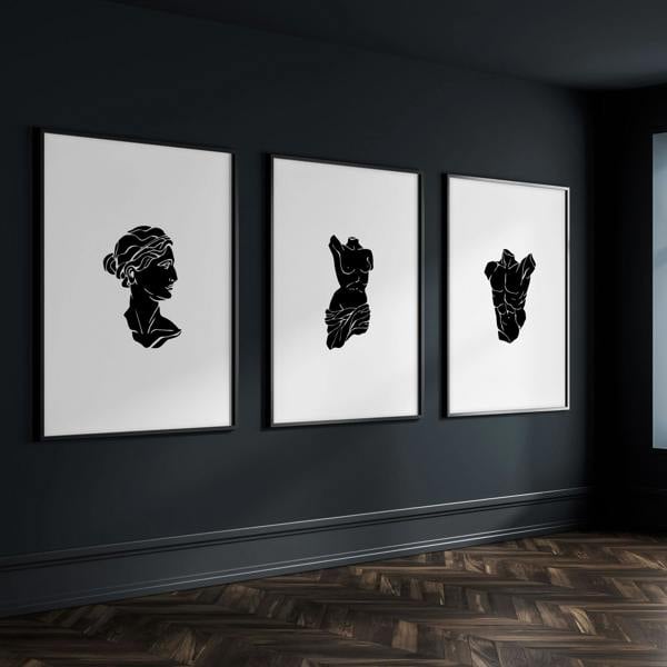 Posters With Frames | Set of 3 Sculpture Wall art Prints