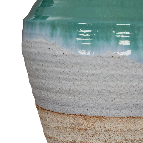 Wyld Haus Rustic Ombre Turquoise Blue and Sand Glazed Ceramic Vase