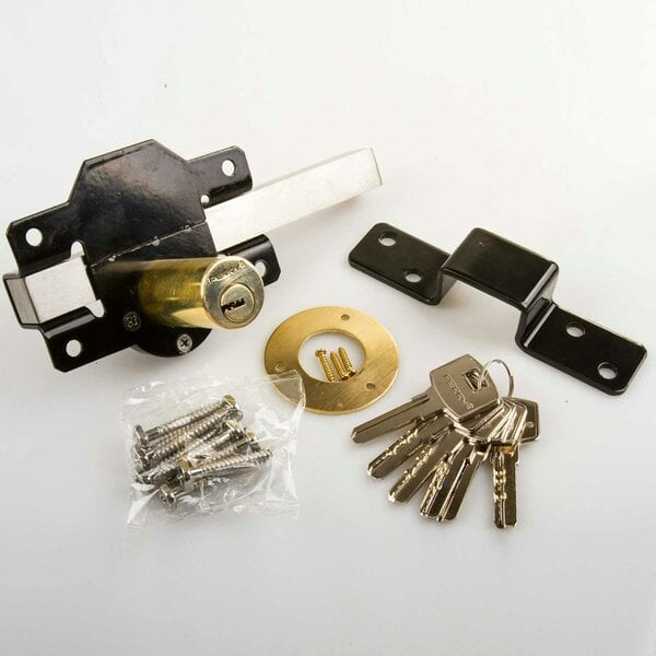 2 x Perry 1126A070BK 70mm No 1126 KA Single Locking Long Throw Locks with Elongated Keep and Stainless Steel Bar