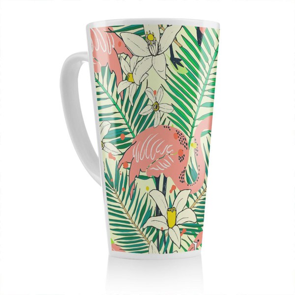 Benjamin Tate Design Palm leaves Designer Latte Mug