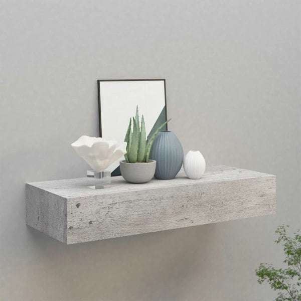 Berkfield Wall-mounted Drawer Shelf Concrete Grey 60x23.5x10cm MDF