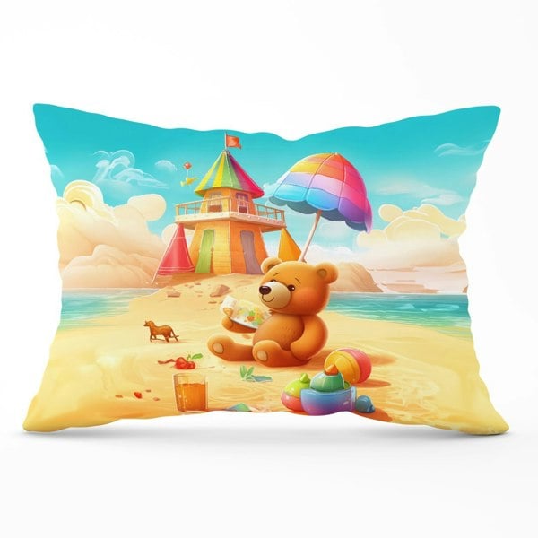 Warren Reed Bear On A Beach Holiday Cushions