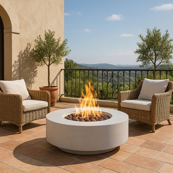 Homeology FUSION Light Grey Lavish Garden & Patio Gas Fire Pit with Eco-Stone Finish - Fully Assembled
