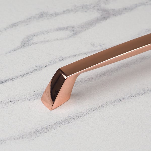 Handle & Home Rose Gold Copper Coordinating Tapered Handle, Cup Handle, and Coordinating Knob