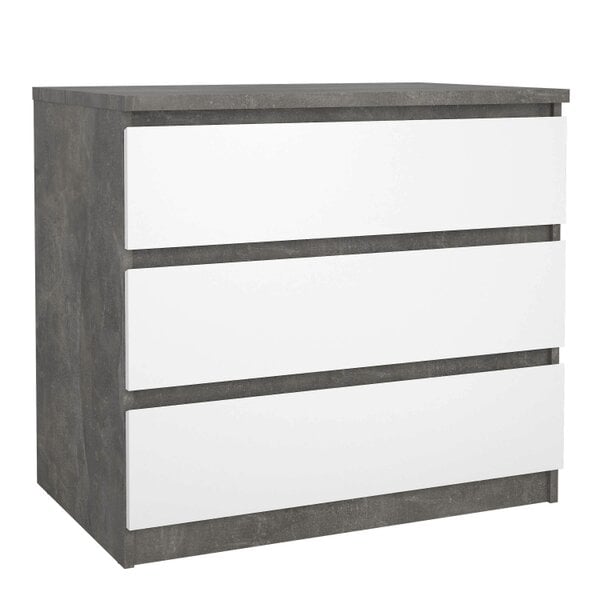 Wyld Haus Budapest Concrete Effect and White Wooden Chest 3 Drawers