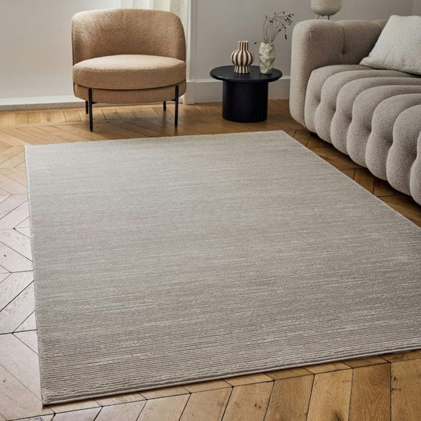 Beige-cream colour, striped design, stain-resistant, Cosy comfort rug.