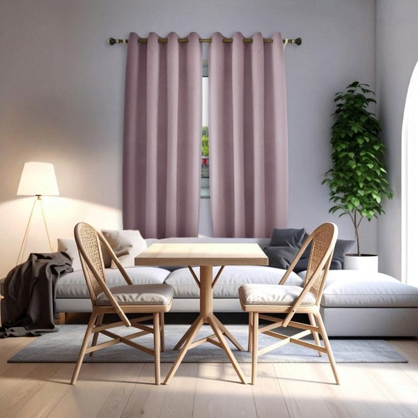 Lavender Pink Linen Blackout Curtains - 46 x 63 Inch Drop - 2 Panel Image 6
