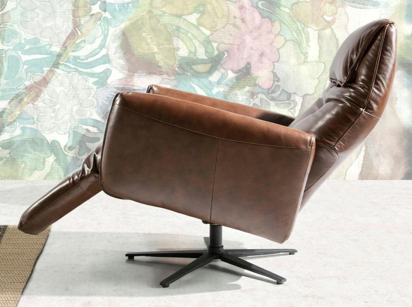 Angel Cerdá Chocolate Brown Leather Swivel Armchair 5056