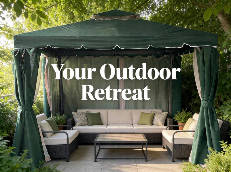 Shatchi Green Gazebo with Nets Aluminium Frame and Powder coated Steel Roof,3x4x2.75m