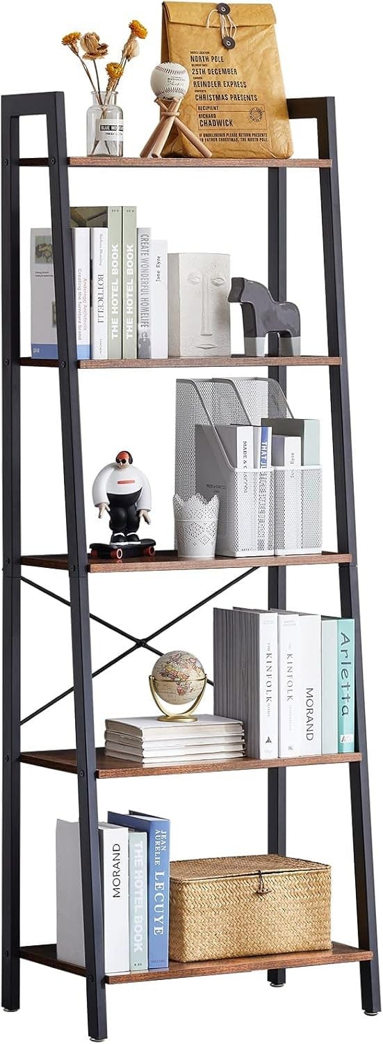 Modcraft 5-Tier Ladder Shelf - Industrial Bookshelf and Plant Stand