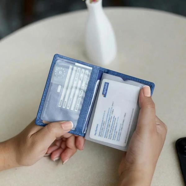 Leather Credit Card Holder Blue-5